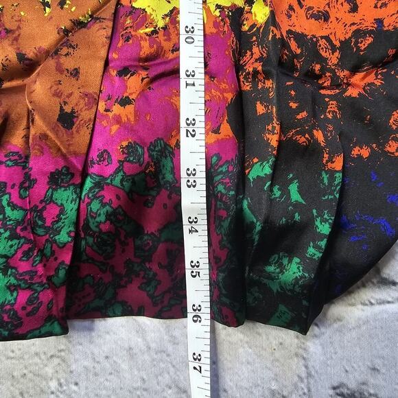 Trina Turk 100% Silk Shanghai Rainbow Thick Waistline Short Sleeve Dress Size 10 - Picture 12 of 13